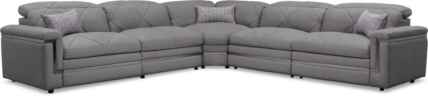 Revel 5-Piece Dual-Power Reclining Sectional with 3 Reclining Seats | American Signature Furniture