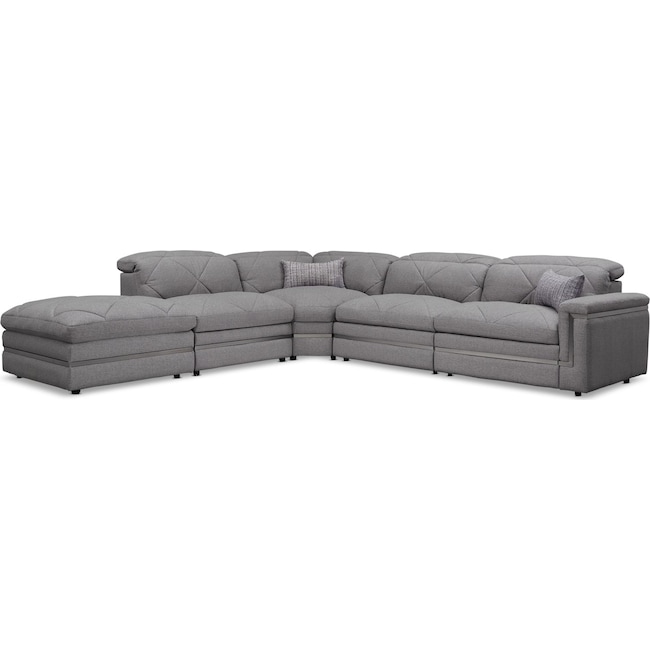 Living Room Furniture - Revel 4-Piece Dual-Power Reclining Sectional with Ottoman and 2 Reclining Seats