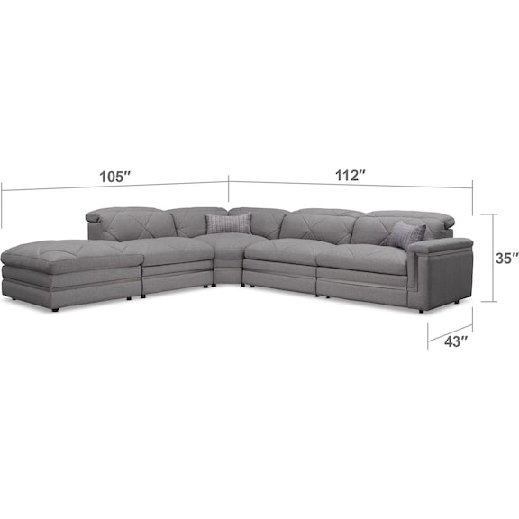 Living Room Furniture - Revel 4-Piece Dual-Power Reclining Sectional with Ottoman and 2 Reclining Seats