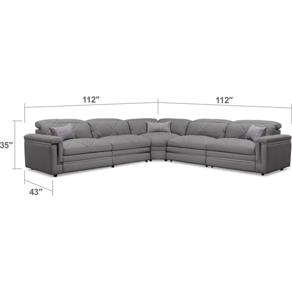 Living Room Furniture - Revel 5-Piece Dual-Power Reclining Sectional with 3 Reclining Seats