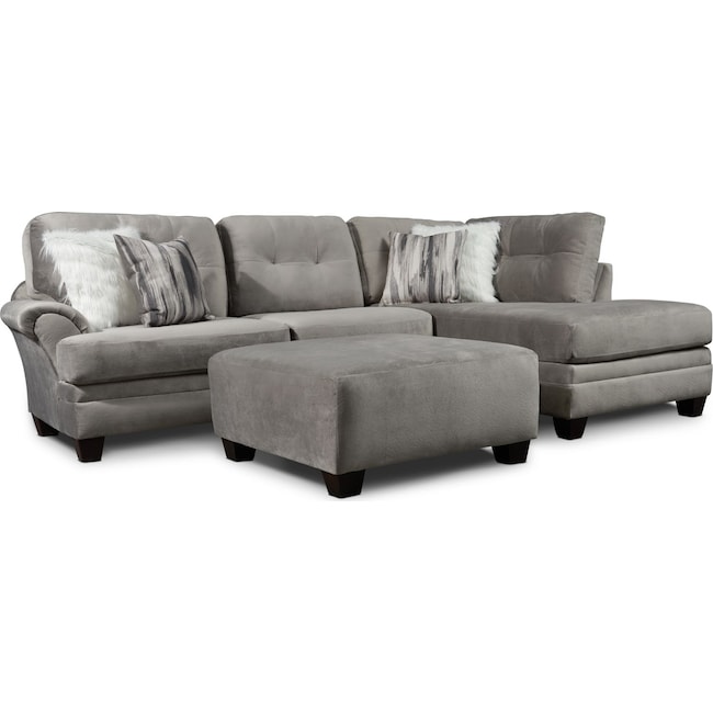 Living Room Furniture - Cordelle 2-Piece Sectional with Chaise and Ottoman