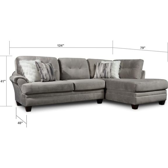 Living Room Furniture - Cordelle 2-Piece Sectional with Chaise and Ottoman