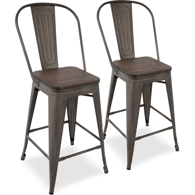 Dining Room Furniture - Dax Set of 2 High Back Counter-Height Stools