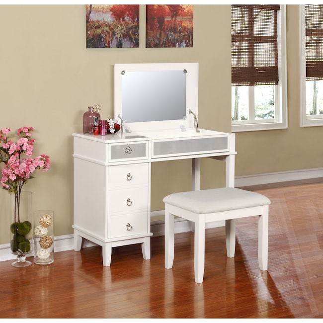 Accent and Occasional Furniture - Jenna Vanity Desk and Stool