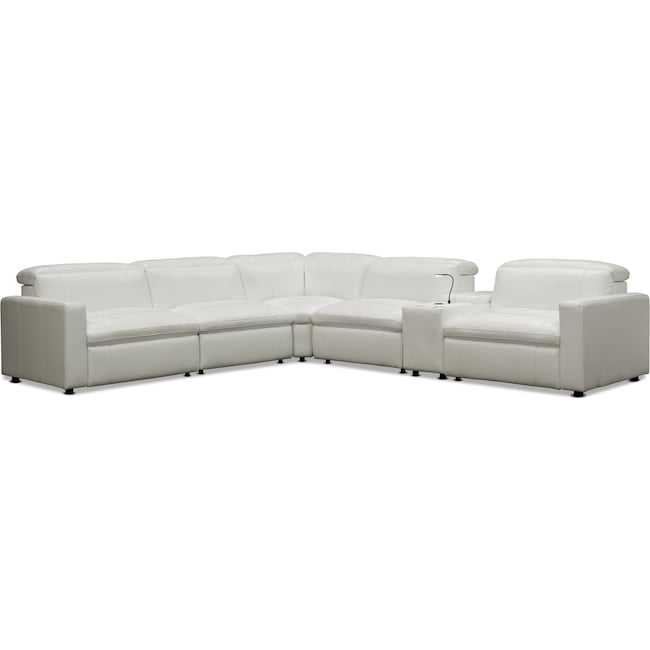 Living Room Furniture - Happy 6-Piece Dual-Power Reclining Sectional with 3 Reclining Seats