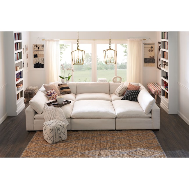 Living Room Furniture - Plush 6-Piece Sectional