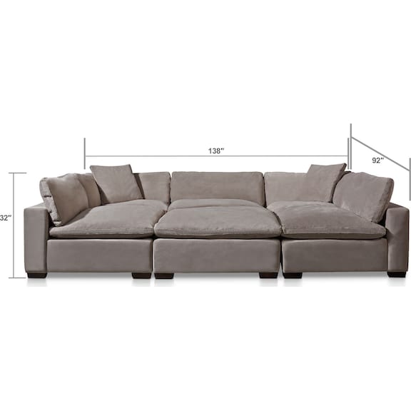 Living Room Furniture - Plush 6-Piece Sectional