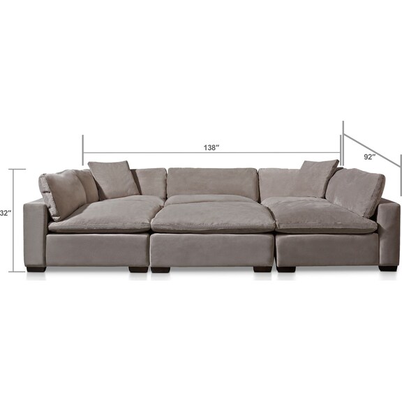 Living Room Furniture - Plush 6-Piece Sectional