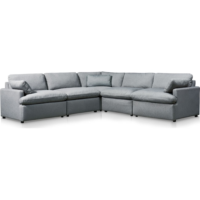Living Room Furniture - Cozy 5-Piece Power Reclining Sectional with 1 Reclining Seat
