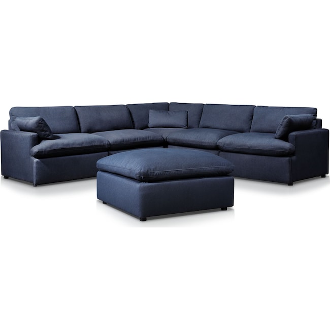 Living Room Furniture - Cozy 5-Piece Sectional with Ottoman