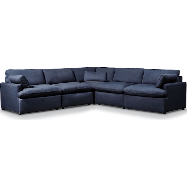 Living Room Furniture - Cozy 5-Piece Power Reclining Sectional with 1 Reclining Seat