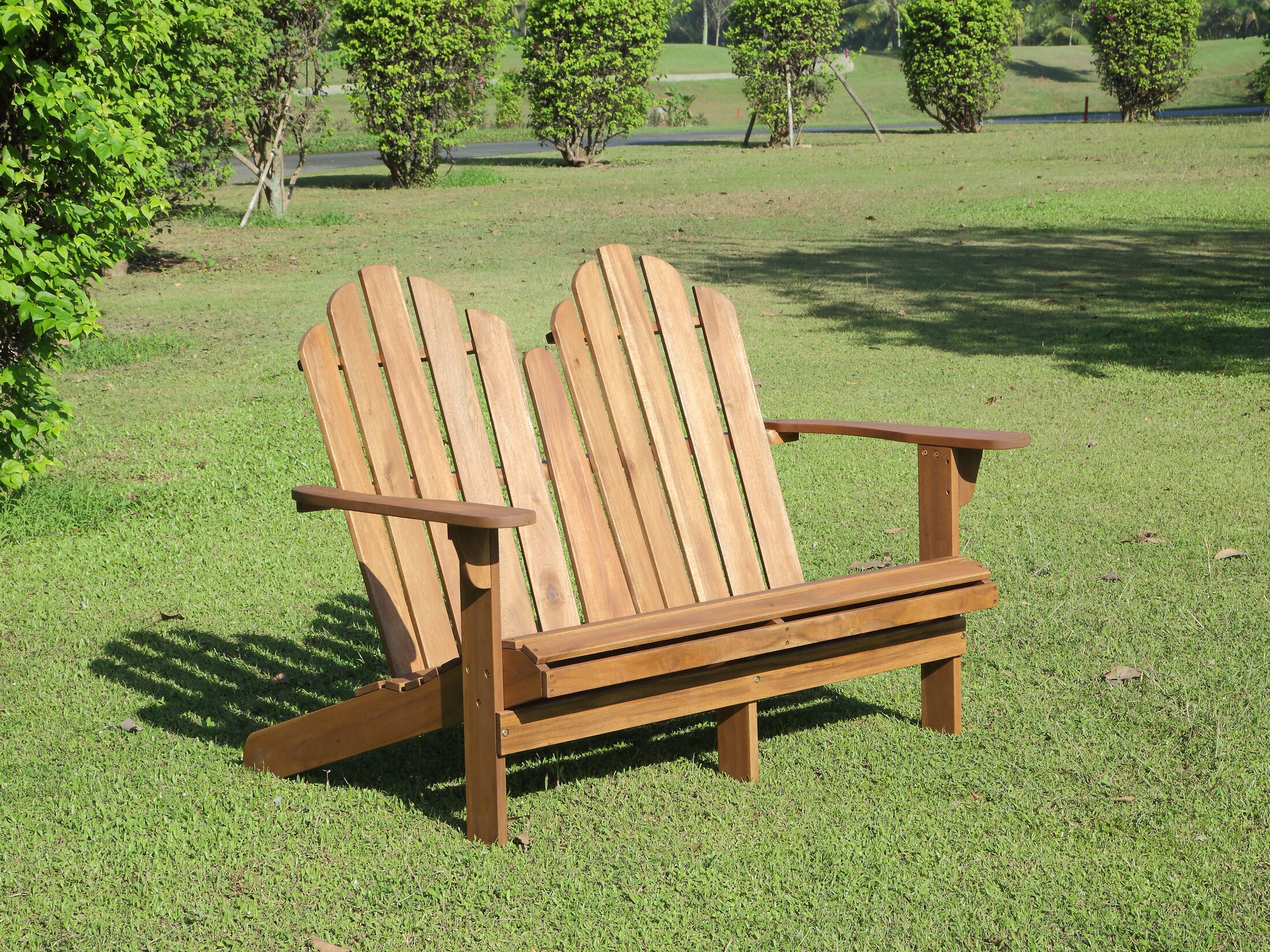 Hampton Beach Outdoor Adirondack Bench - Teak | American ...