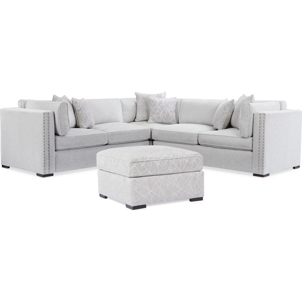 abington gray  pc sectional and ottoman   