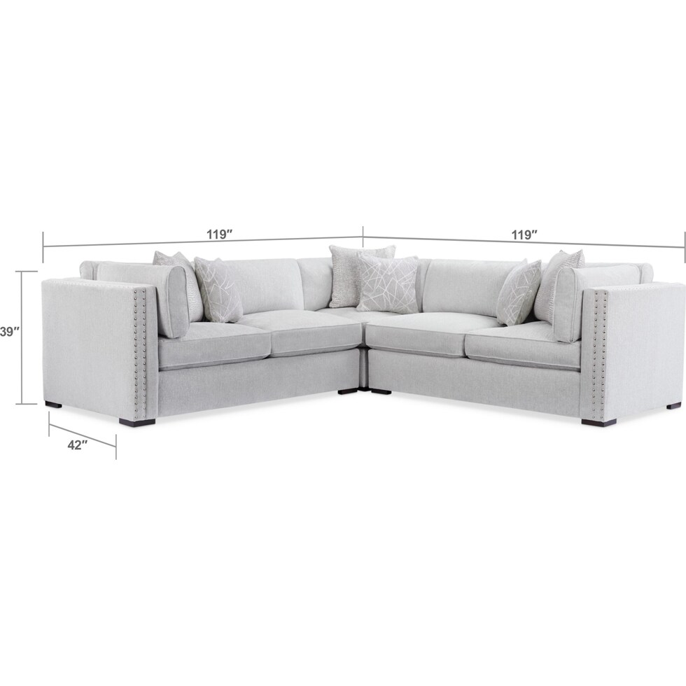 abington gray  pc sectional and ottoman   