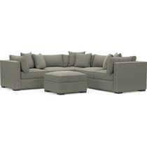 abington white  pc sectional and ottoman   