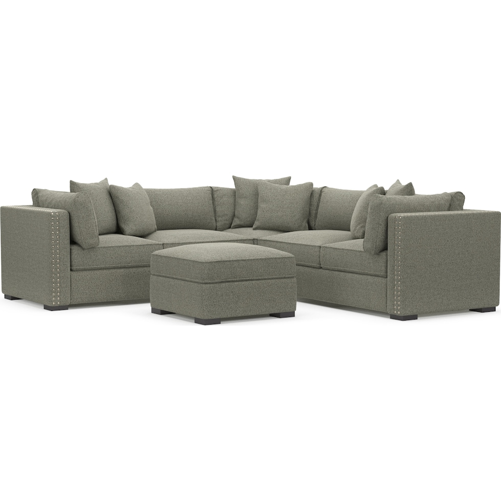 abington white  pc sectional and ottoman   