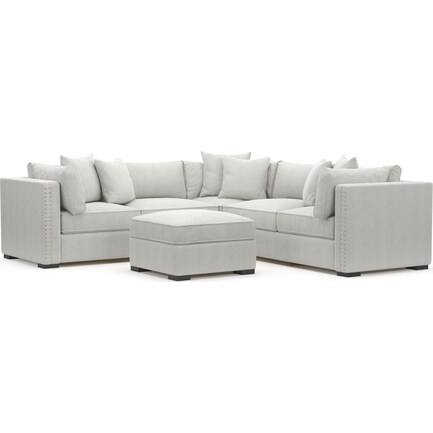 Abington Hybrid Comfort 4-Piece Sectional with Ottoman - Bloke Snow