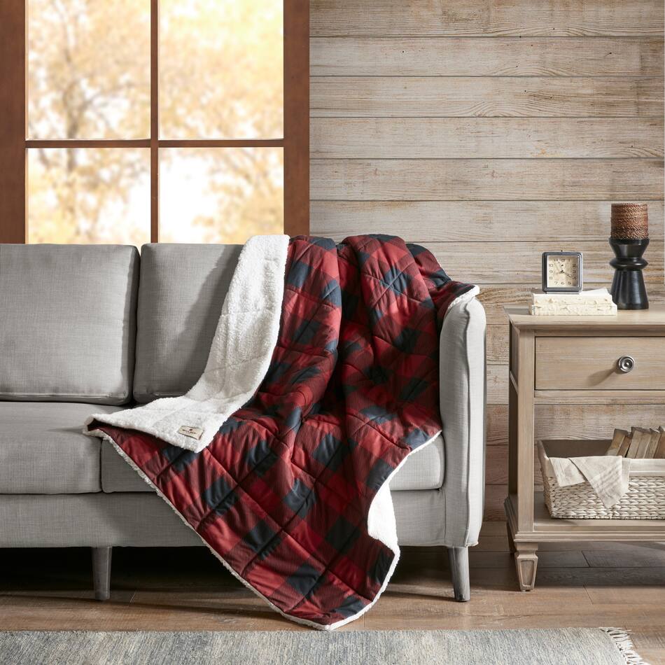 Acadia Plaid Sherpa Throw American Signature Furniture