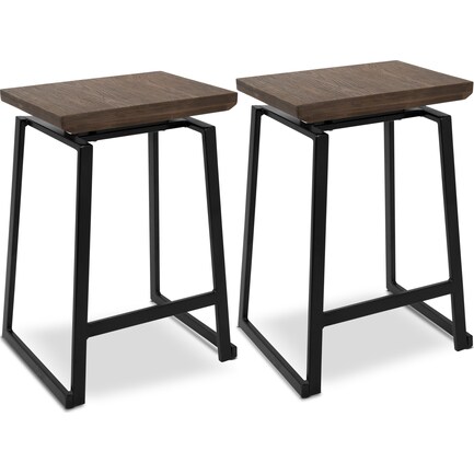 Ace Set of 2 Counter-Height Stools - Black