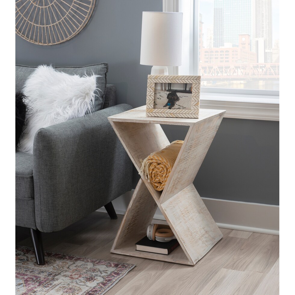 addison white end table   