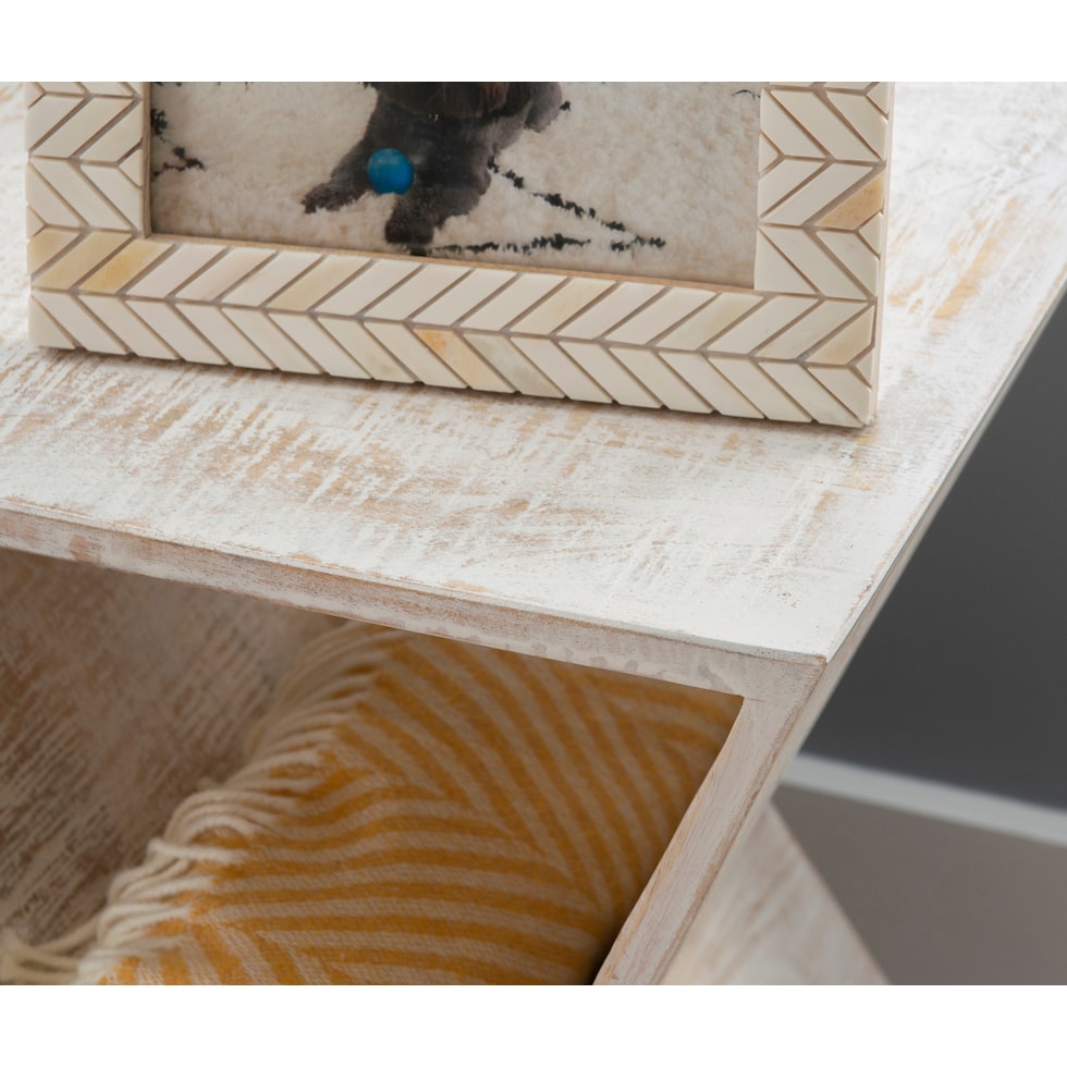 addison white end table   