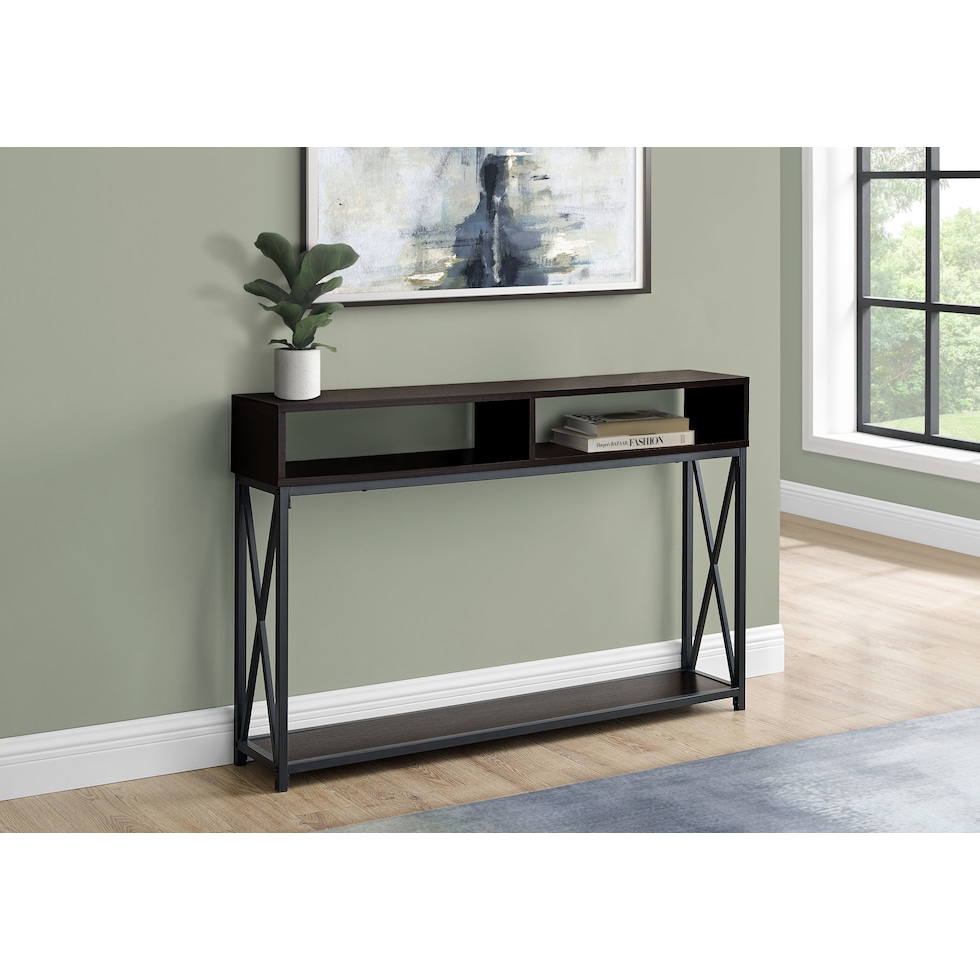adelia dark brown console table   
