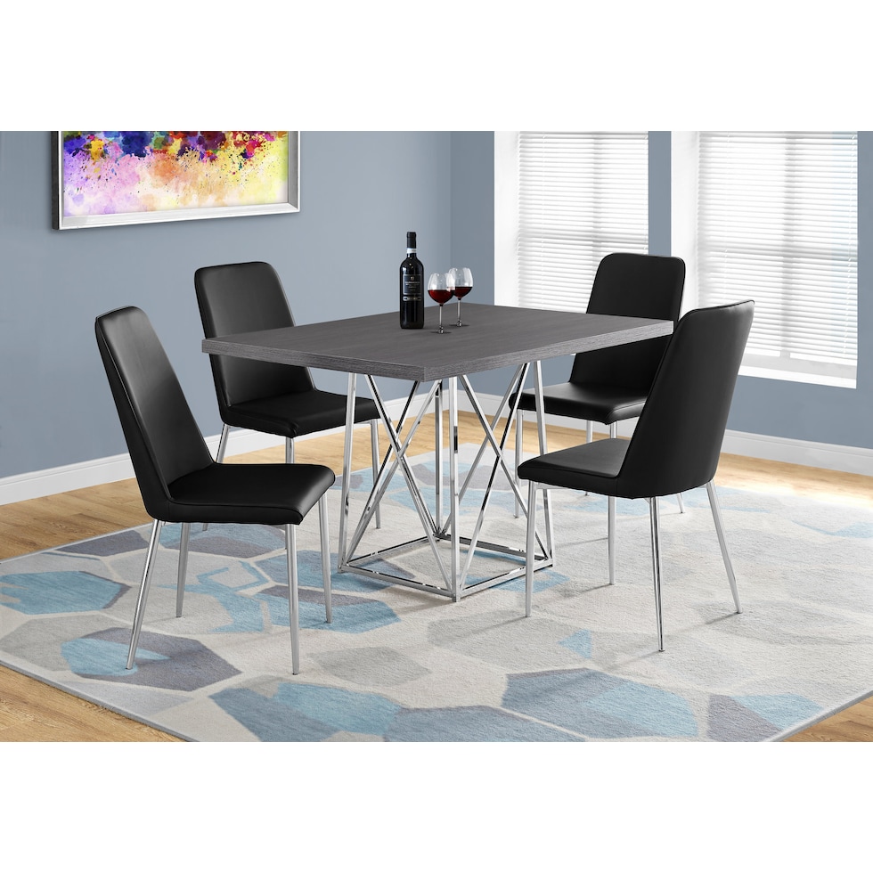 adoette dark gray chrome dining table   