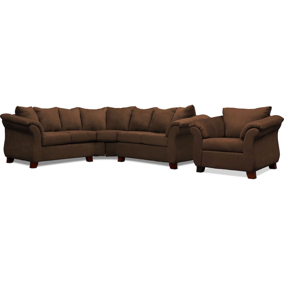adrian dark brown  pc sectional and chair   