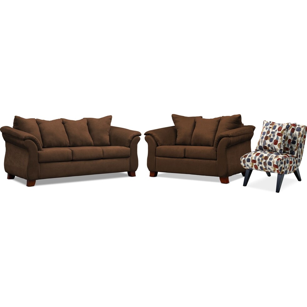 adrian dark brown  pc living room w chair   