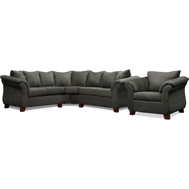 Living Room Furniture - Adrian 2-Piece Sectional and Chair Set