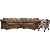adrian light brown  pc sectional and accent chair   