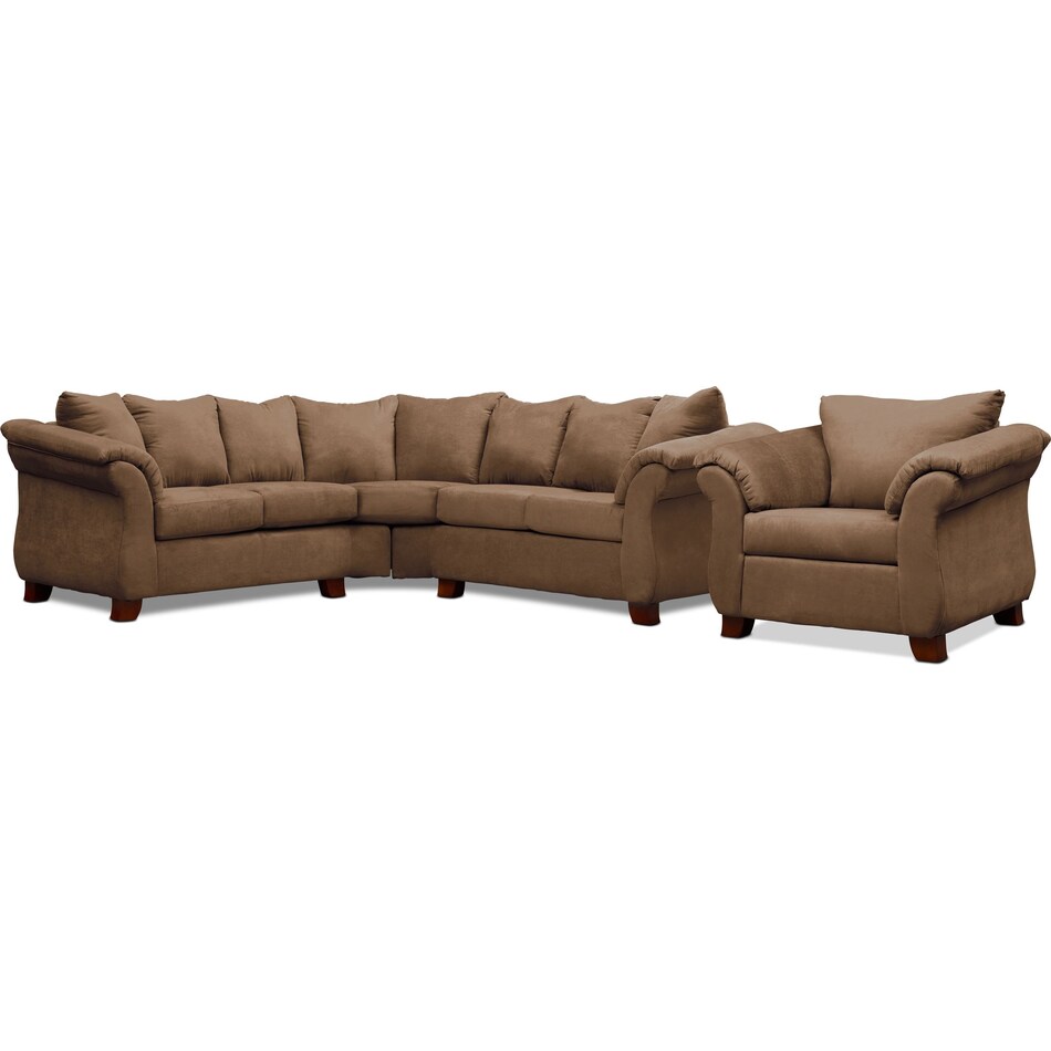 adrian light brown  pc sectional and chair   