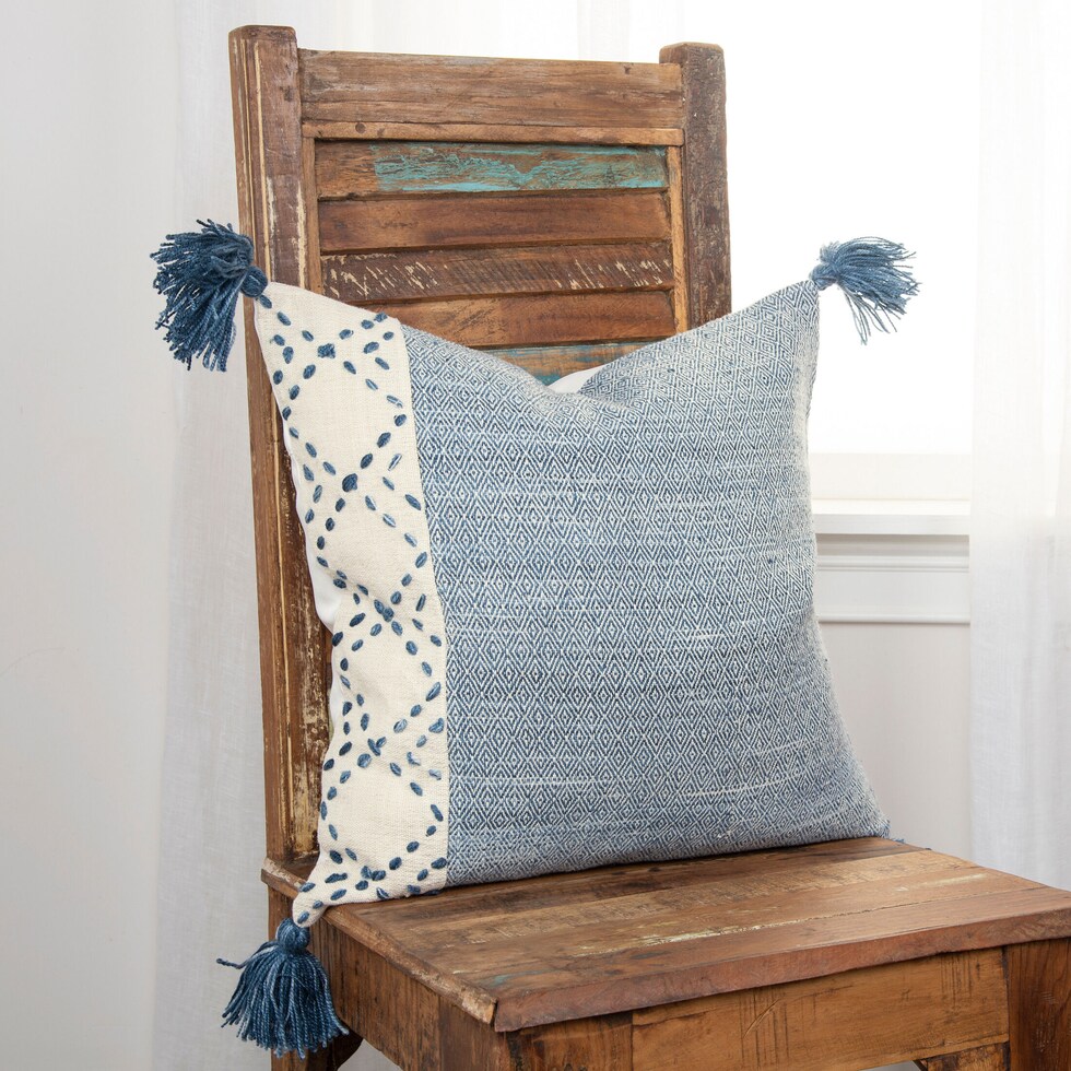 adrift blue outdoor pillow   