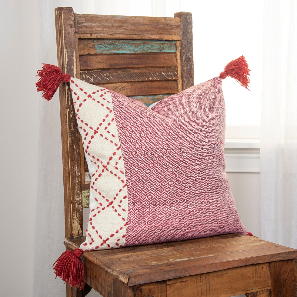 adrift red outdoor pillow   
