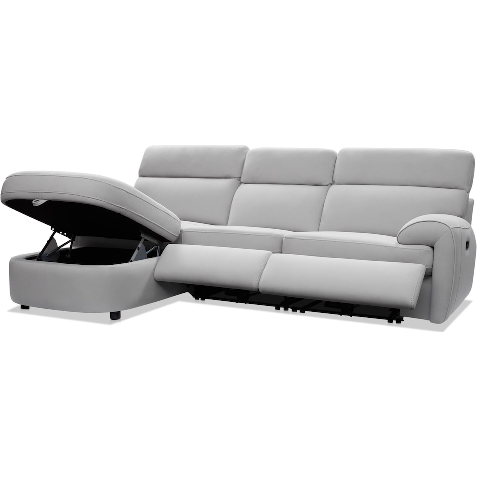 aero gray  pc power reclining sectional   