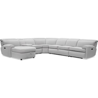 Aero 6-Piece Dual-Power Reclining Sleeper Sectional with Left-Facing Chaise