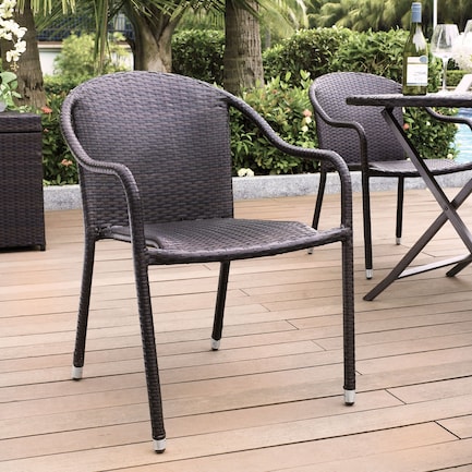 Aldo Set of 4 Stackable Outdoor Arm Chairs - Brown