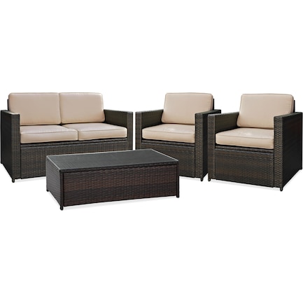 Aldo Outdoor Loveseat, 2 Chairs and Coffee Table Set
