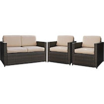 aldo outdoor dark brown outdoor loveseat set   