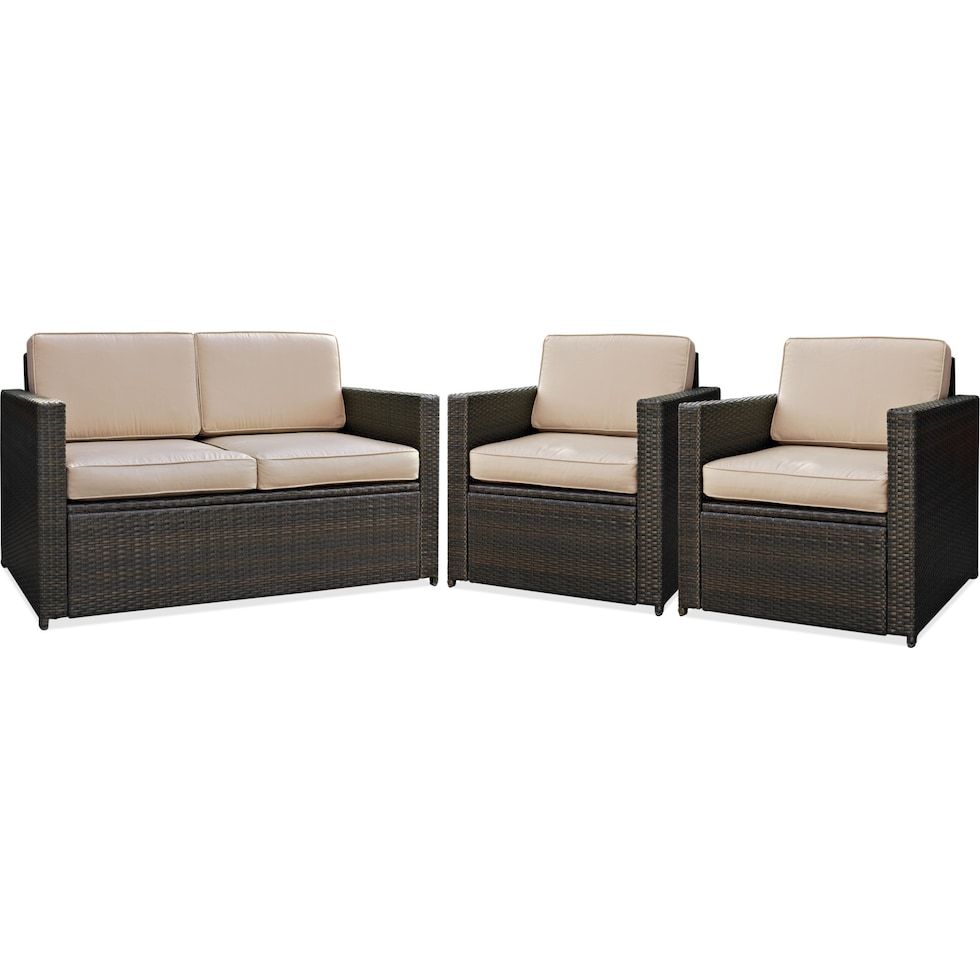 aldo outdoor dark brown outdoor loveseat set   