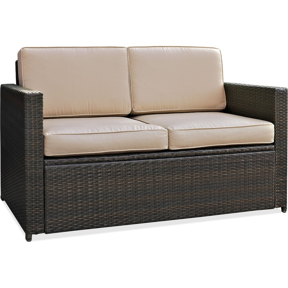 aldo outdoor dark brown outdoor loveseat   