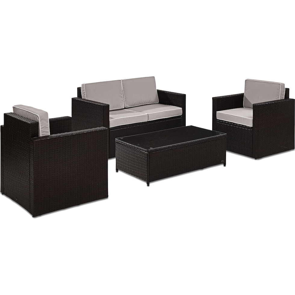 aldo outdoor gray outdoor loveseat set   