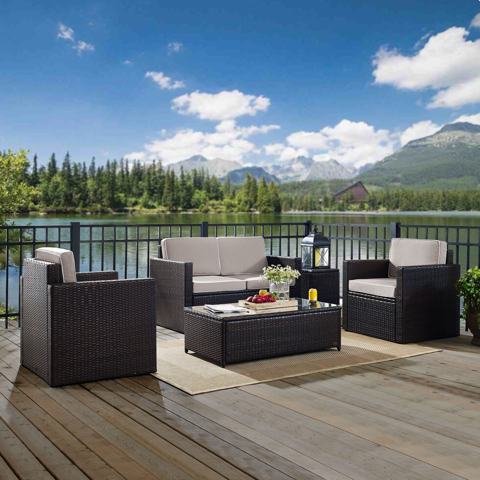 aldo outdoor gray outdoor loveseat set   