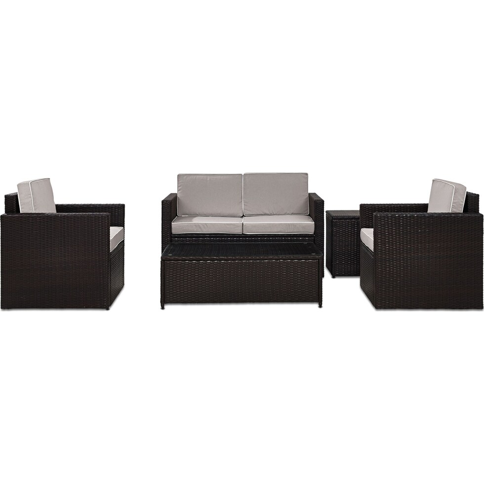 aldo outdoor gray outdoor loveseat set   