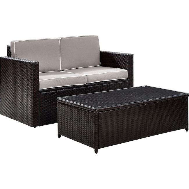 Outdoor Furniture - Aldo Outdoor Loveseat and Coffee Table Set