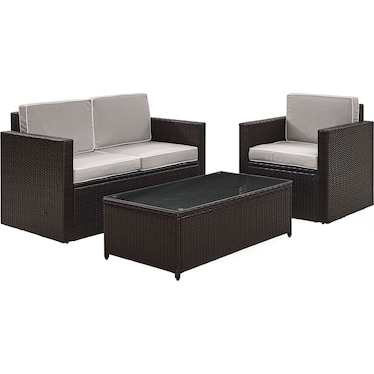 Aldo Outdoor Loveseat, Chair and Coffee Table Set