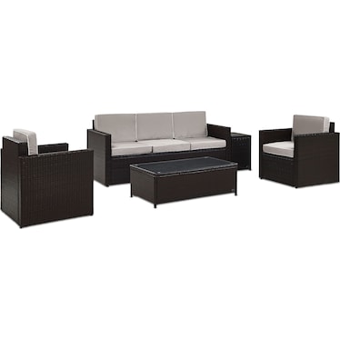 Aldo Outdoor Sofa, 2 Chairs, Coffee Table, and End Table Set