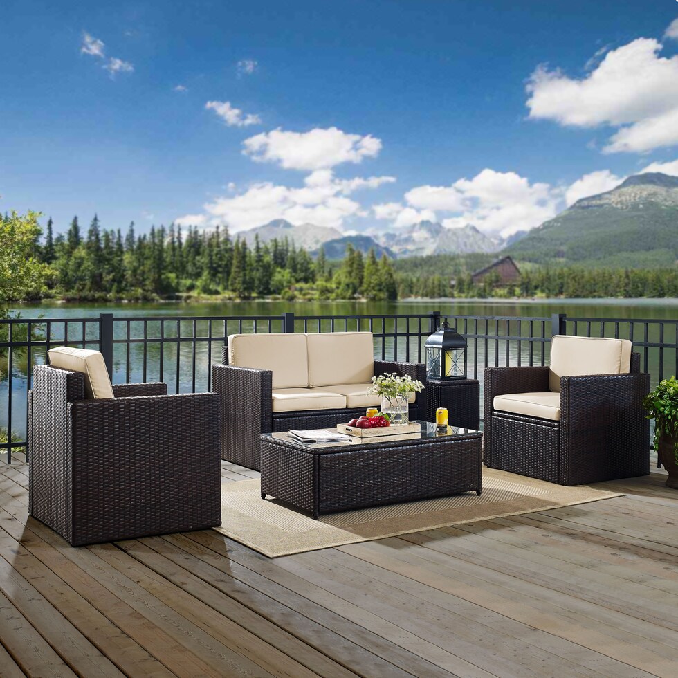 aldo outdoor sand outdoor loveseat set   