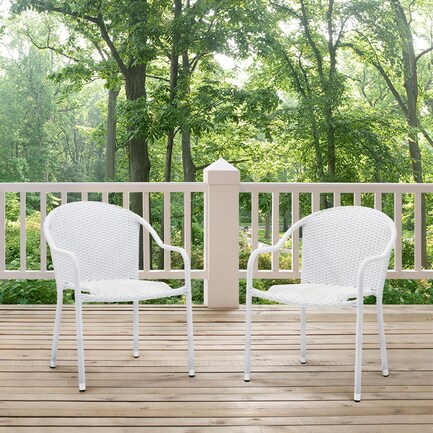 Aldo Set of 2 Stackable Outdoor Arm Chairs - White