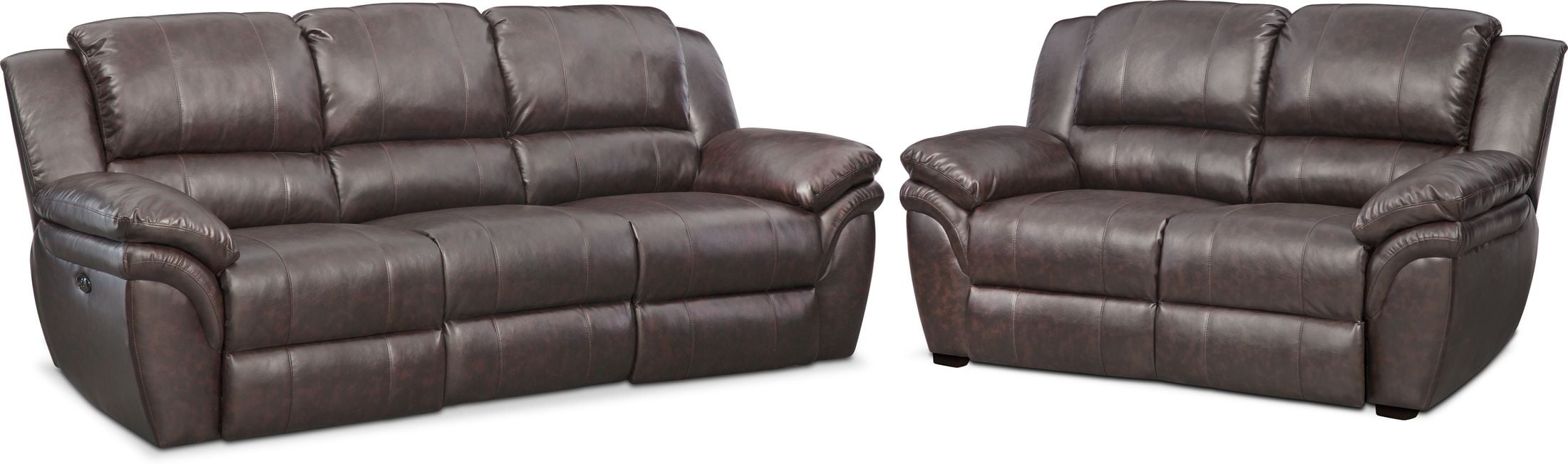 Aldo Power Reclining Sofa and Stationary Loveseat Set - Brown ...